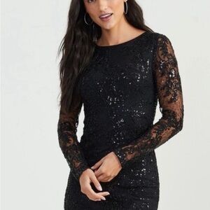 Altrd State Elegant Black Sequin Lace Dress